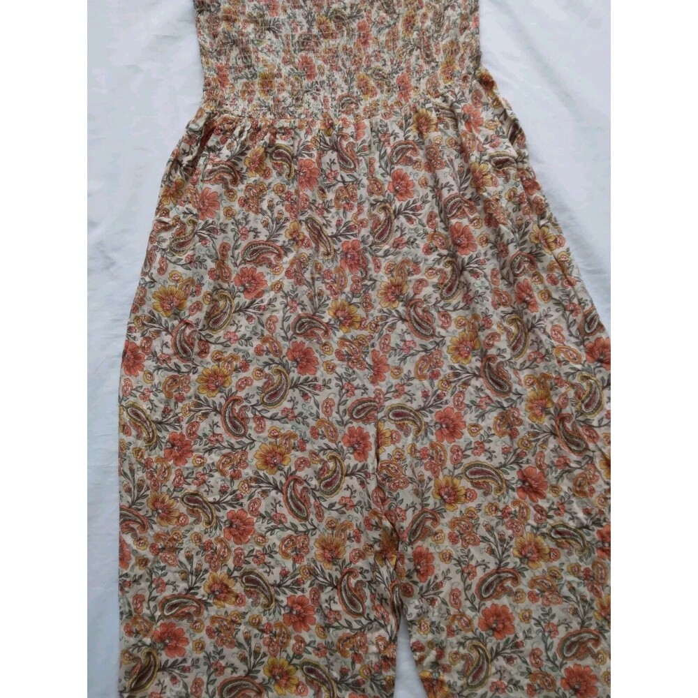 Patrons of Peace Jumpsuit Cropped Floral Paisley Boho Halterneck Smocked Large - Picture 4 of 8